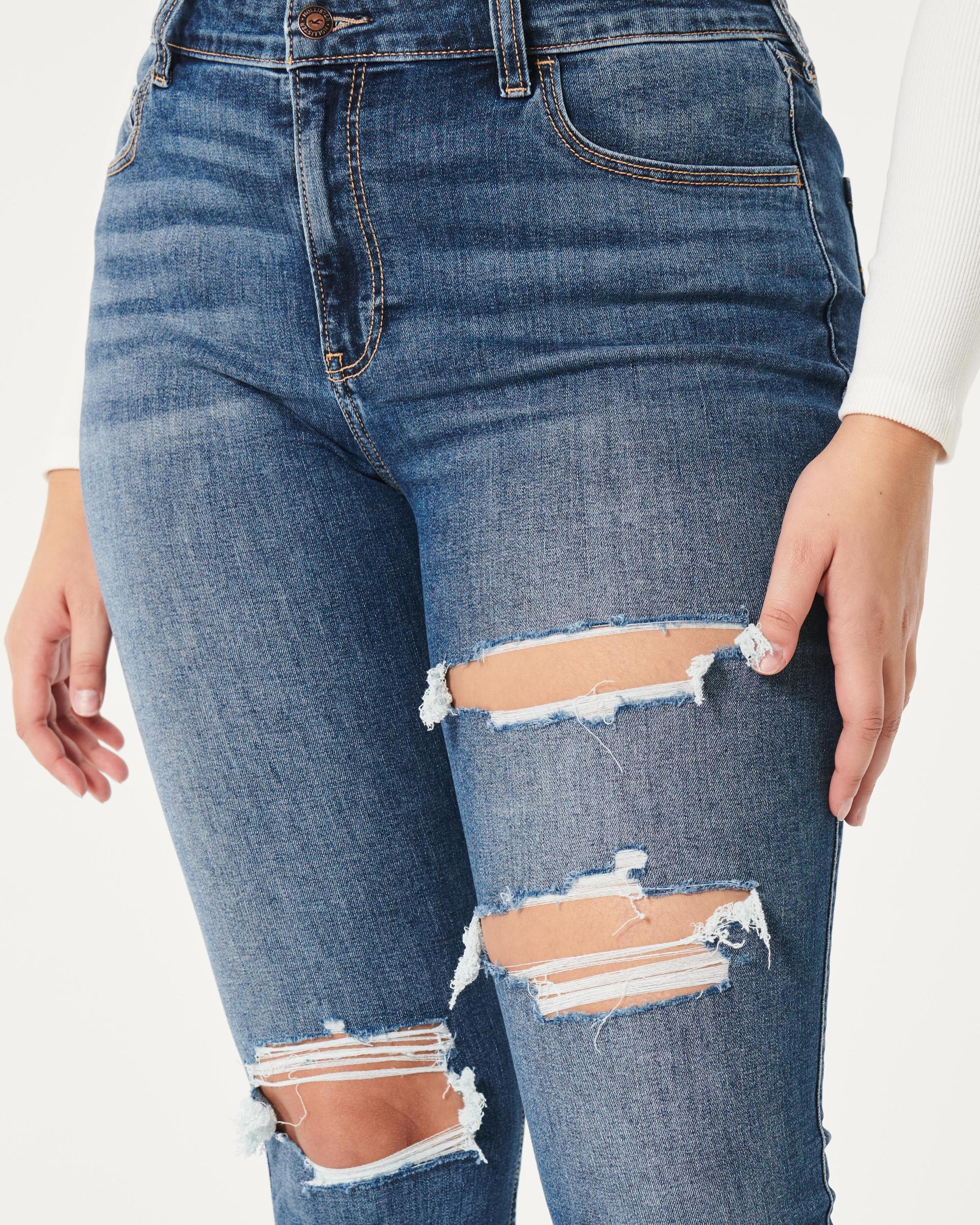 Curvy High-Rise Ripped Dark Wash Super Skinny Jeans Product Image