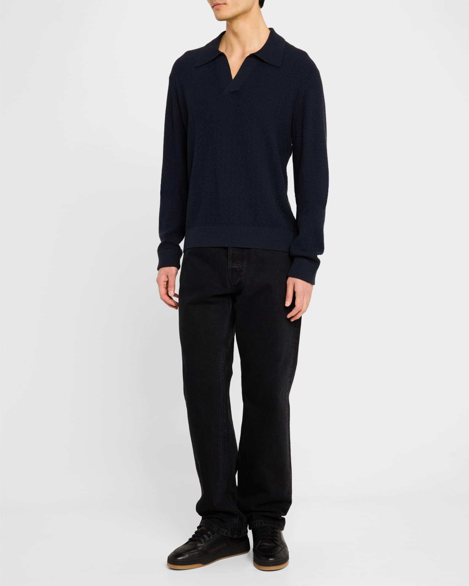 Men's Horatio Cotton and Cashmere Long-Sleeve Polo Shirt Product Image