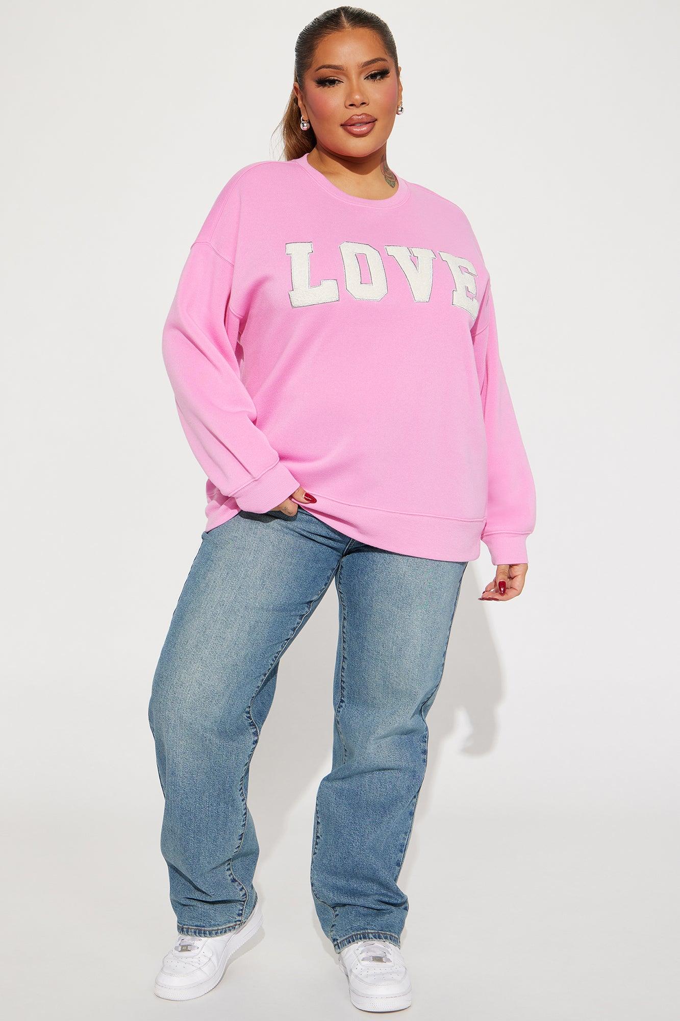 All Love Embroidered Sweatshirt - Pink Product Image