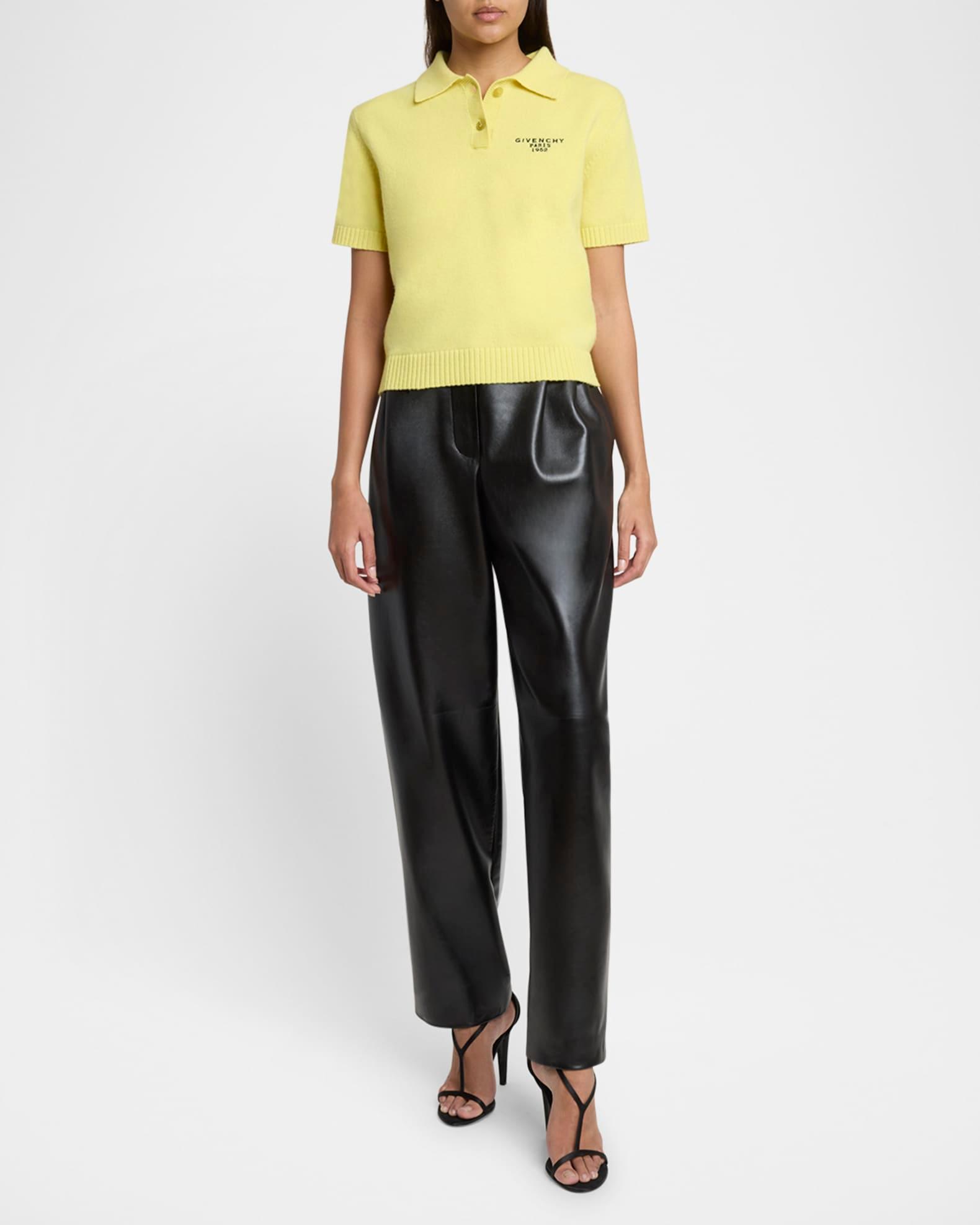 Embroidered Short-Sleeve Wool-Cashmere Polo Product Image