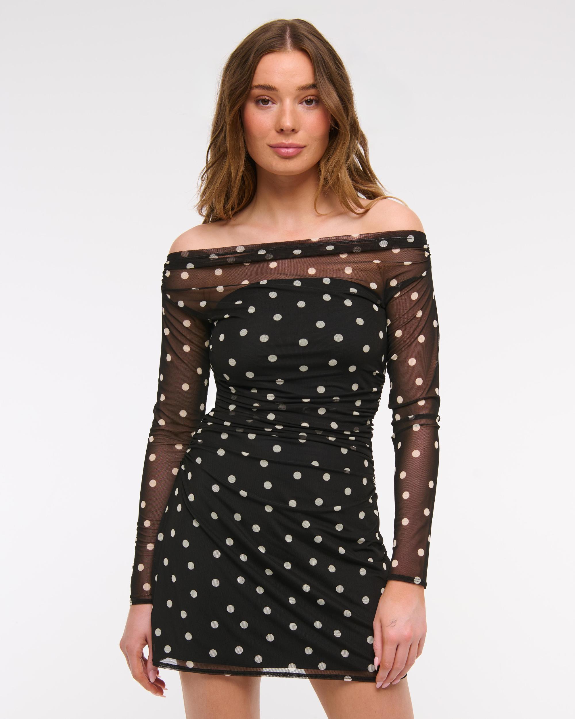 Off-The-Shoulder Mesh Mini Dress Product Image