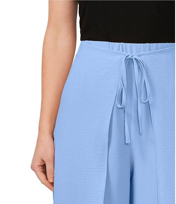 CeCe Wide Leg Pleated Front Asymmetrical Hem Crinkle Twill Pants Product Image