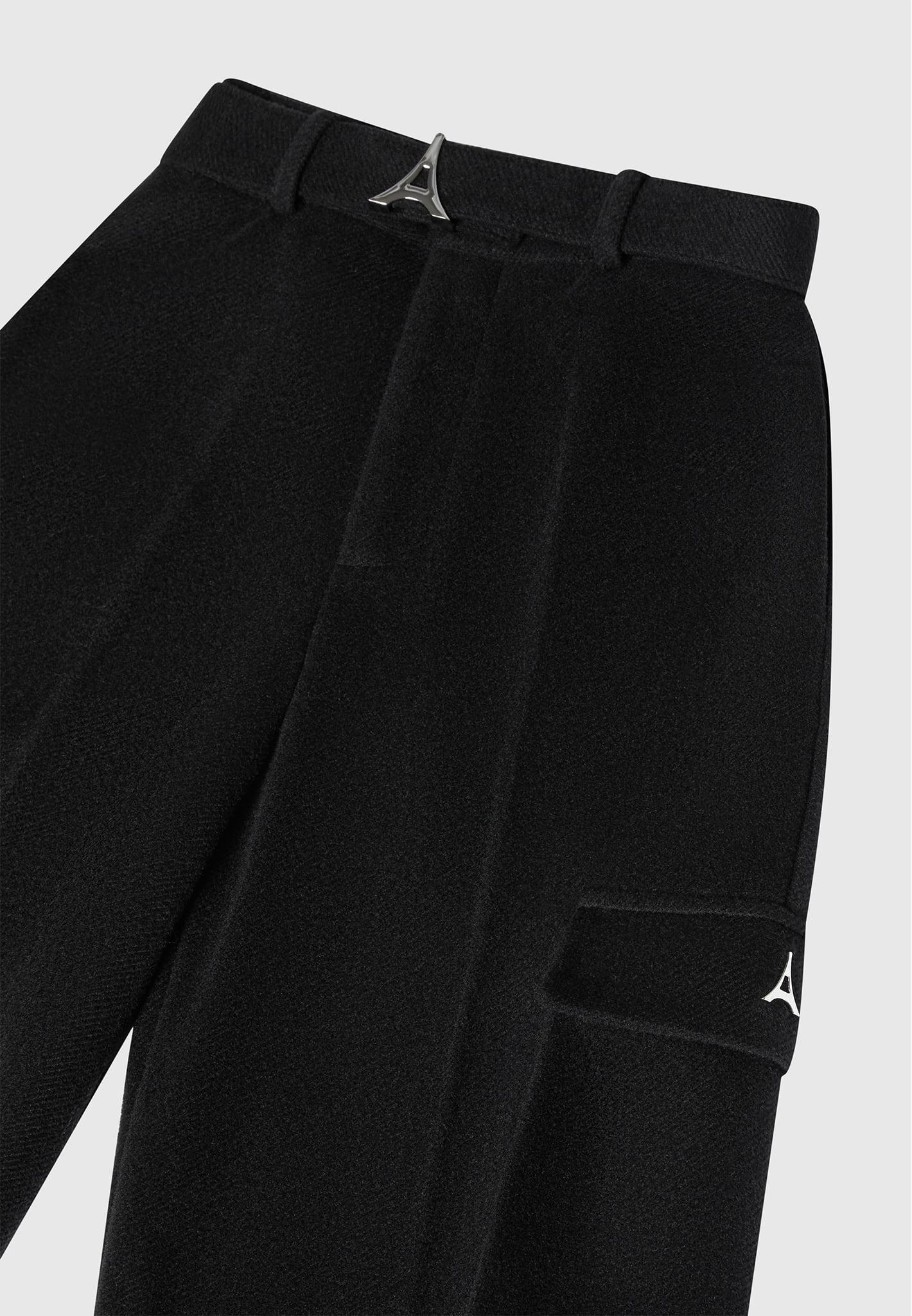 Wool Tailored Cargo Trousers - Black Female Product Image