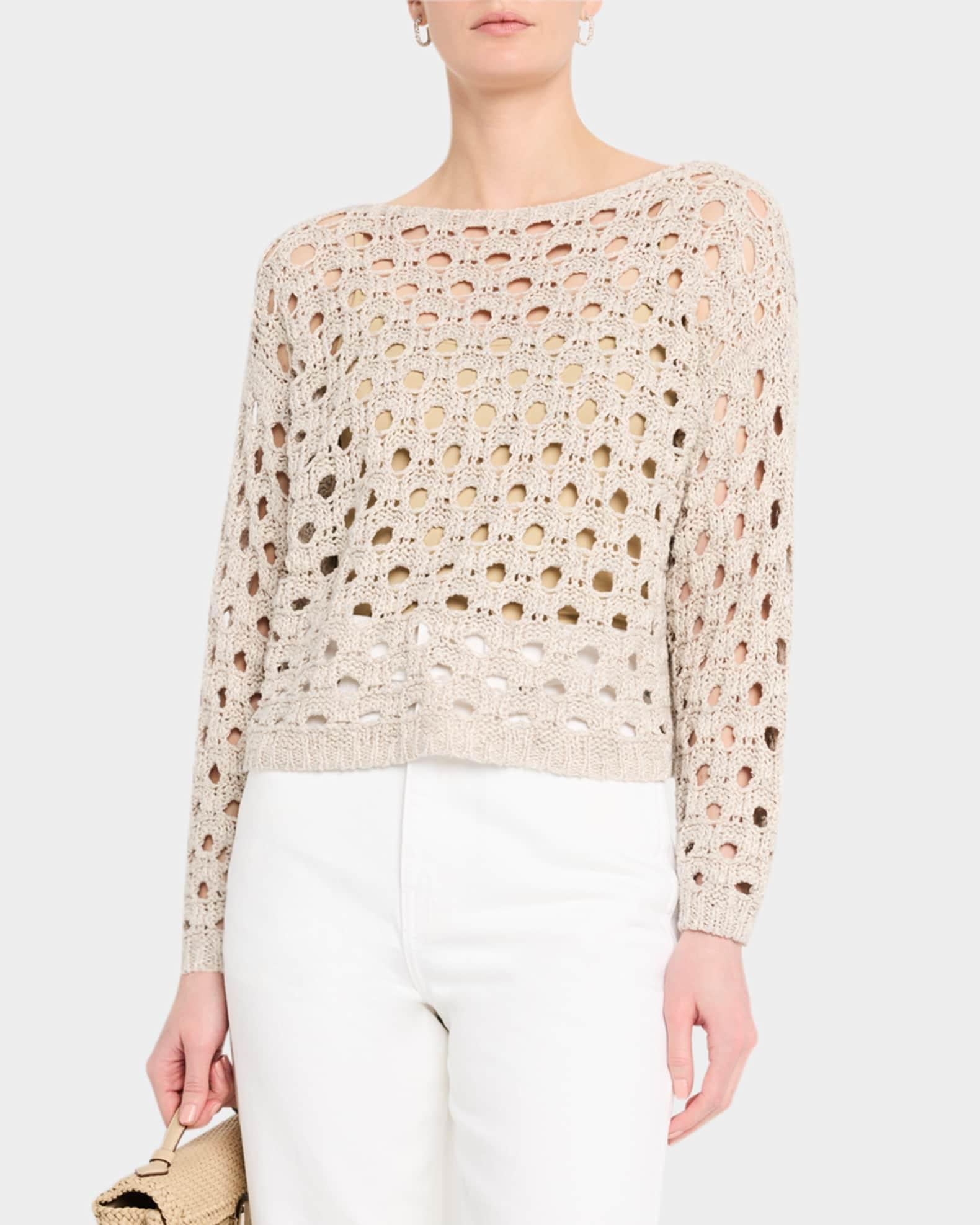 Bateau-Neck Open Knit Sweater Product Image