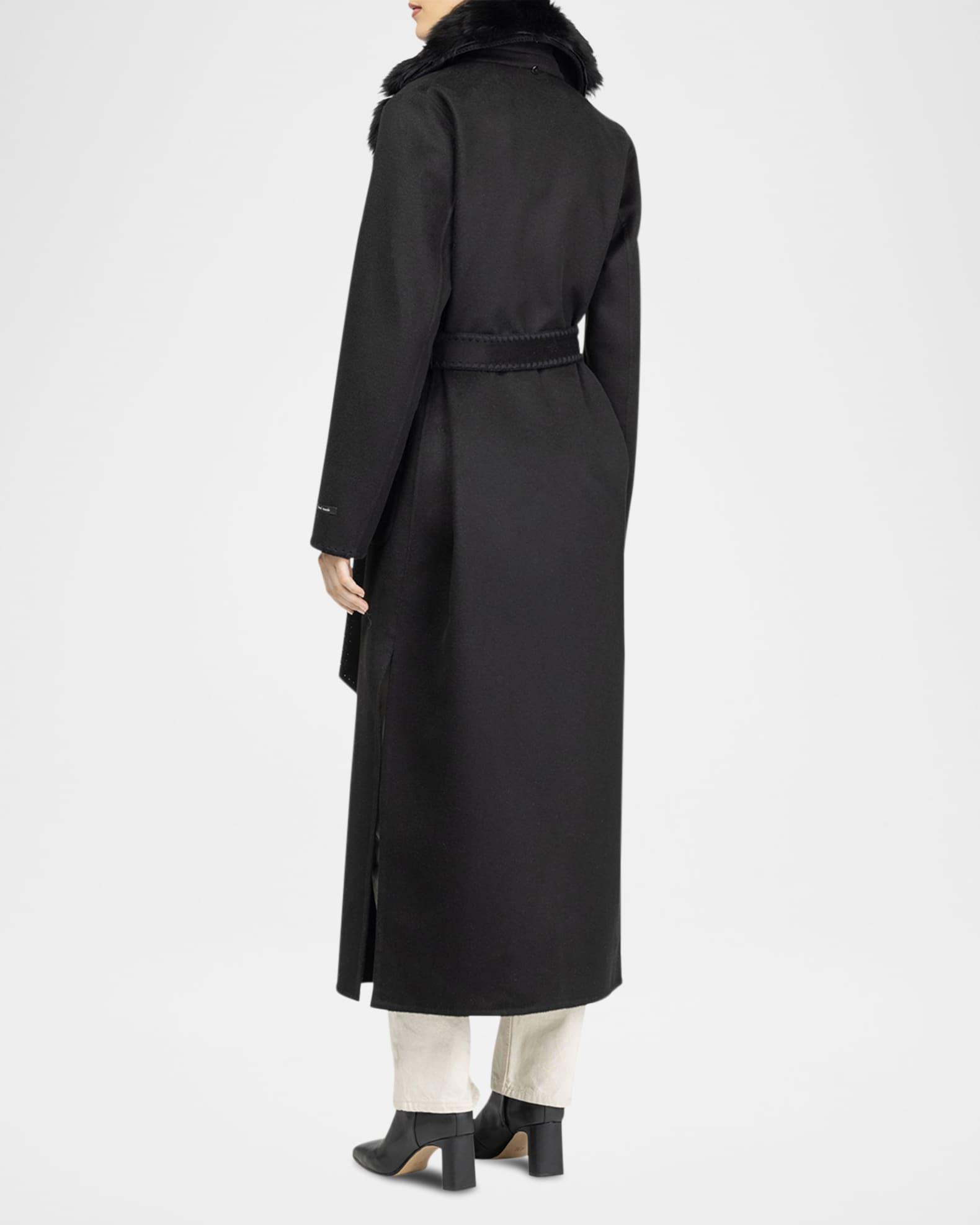 Belted Cashmere-Wool Coat with Detachable Merinillo Lamb Shearling Collar Product Image