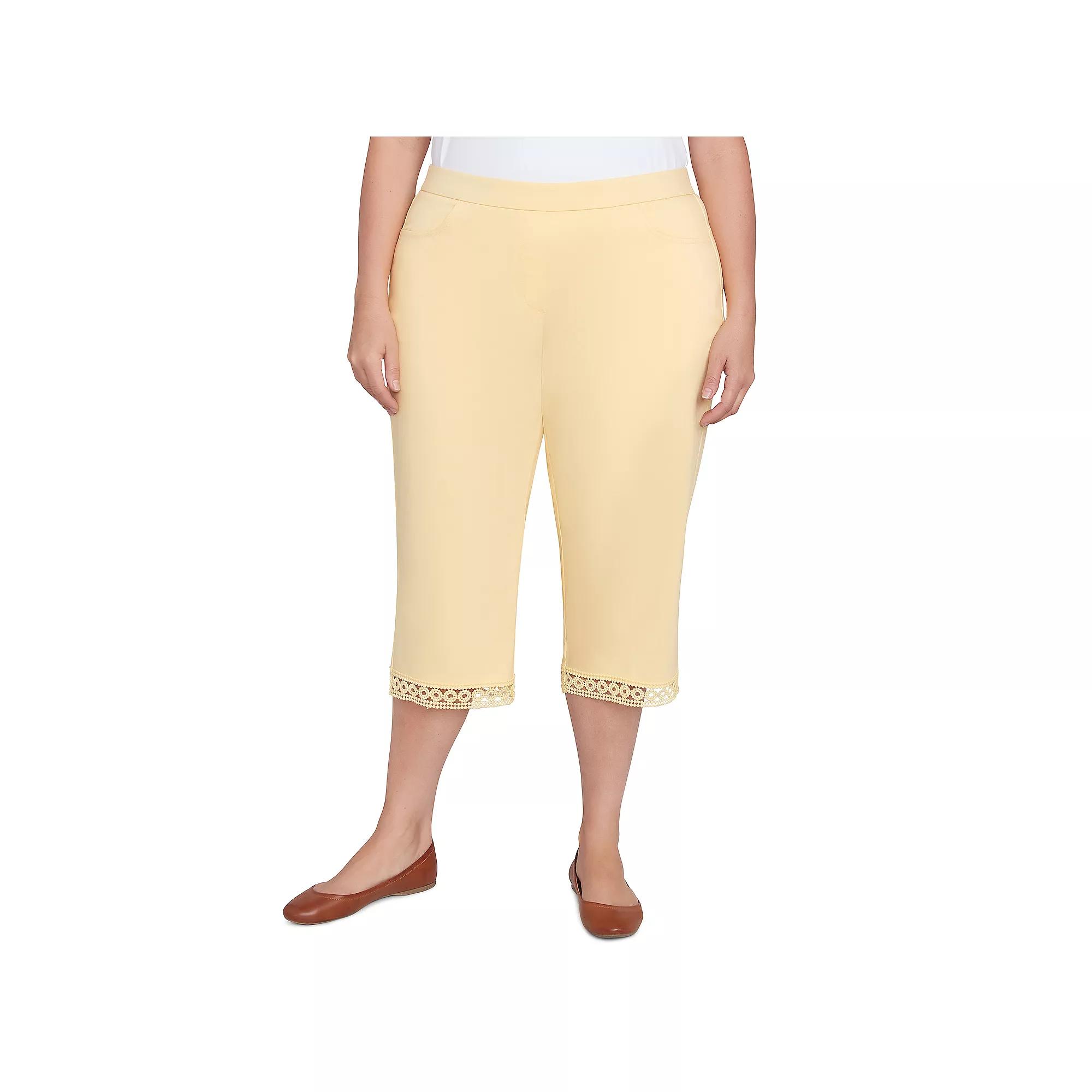 Plus Size Alfred Dunner Comfort Allure Embellished Capri Pants, Women's, Size: 16 W, Buttercup Product Image