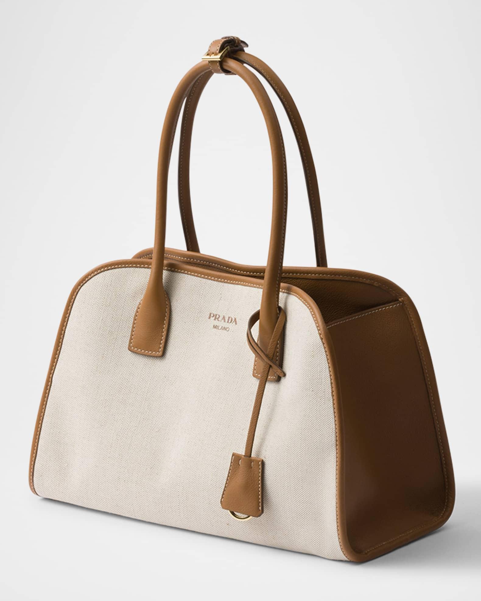 Medium Linen-Blend and Leather Tote Bag Product Image