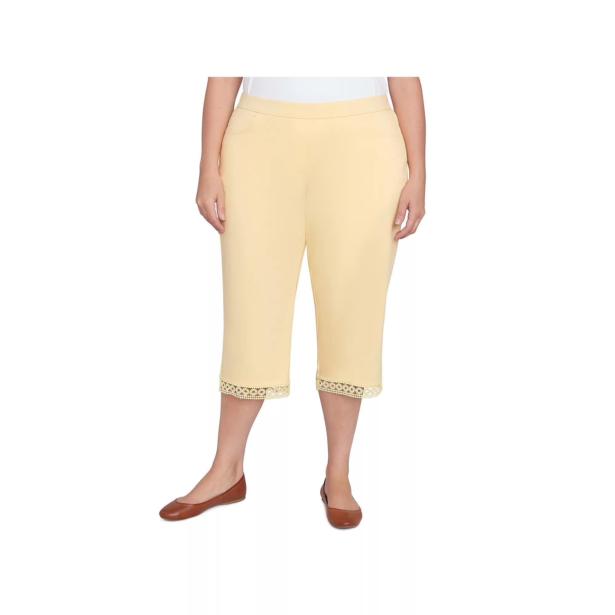 Plus Size Alfred Dunner Comfort Allure Embellished Capri Pants, Women's, Size: 16 W, Buttercup Product Image