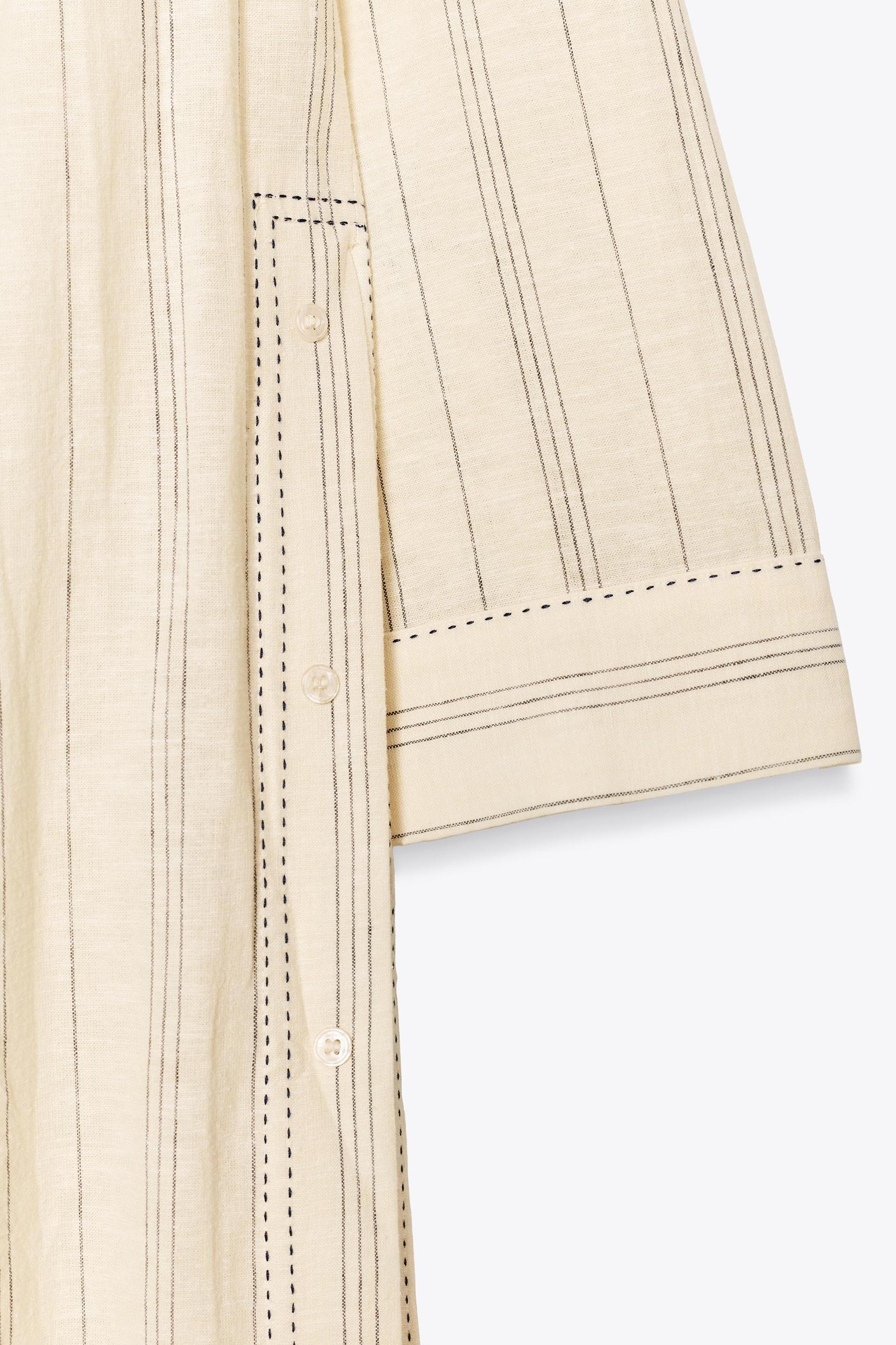 STRIPED LINEN TUNIC DRESS ZW COLLECTION Product Image