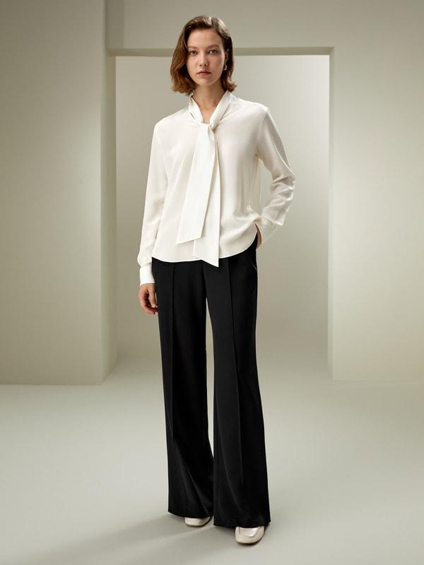 LILYSILK Womens Button Up Shirt Silk - Black Mulberry Silk - Versatile Deep V-Neck Tops S Product Image