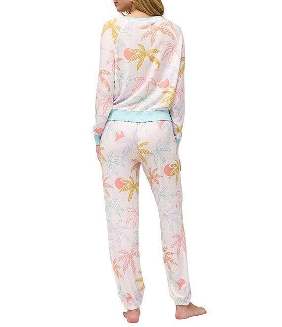 Honeydew Intimates Star Seeker Lounge Knit Sunrise Palm Print Top & Jogger Pajama Set Product Image