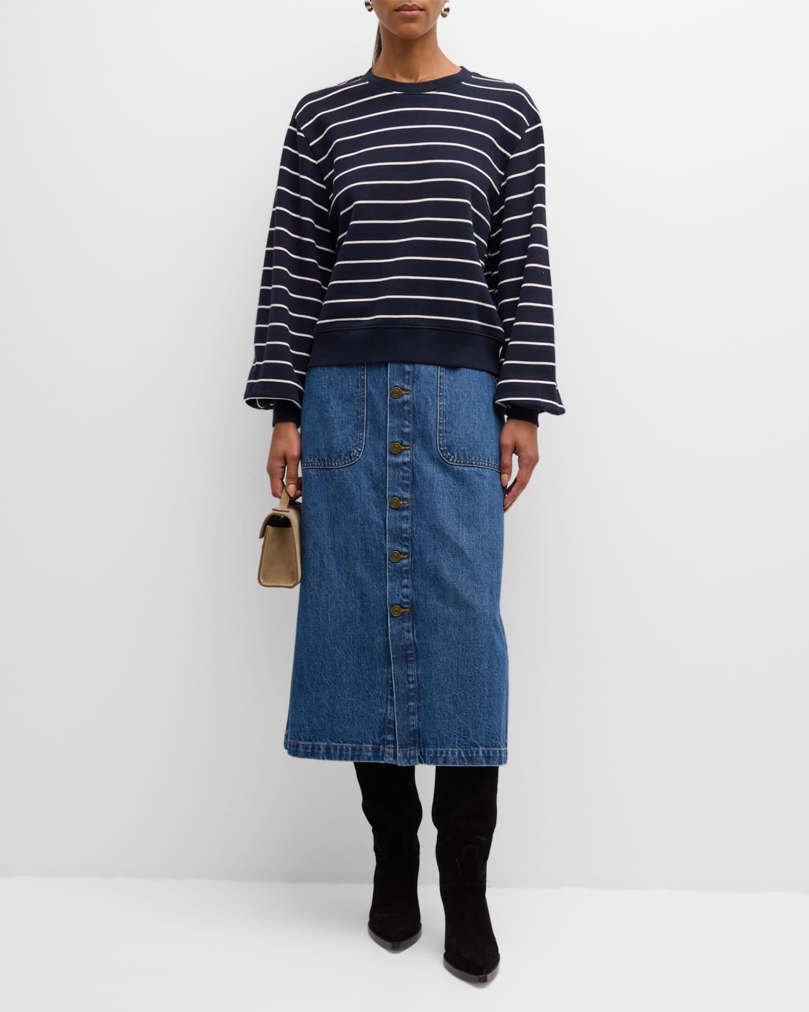 Stripe Blouson-Sleeve Sweatshirt Product Image