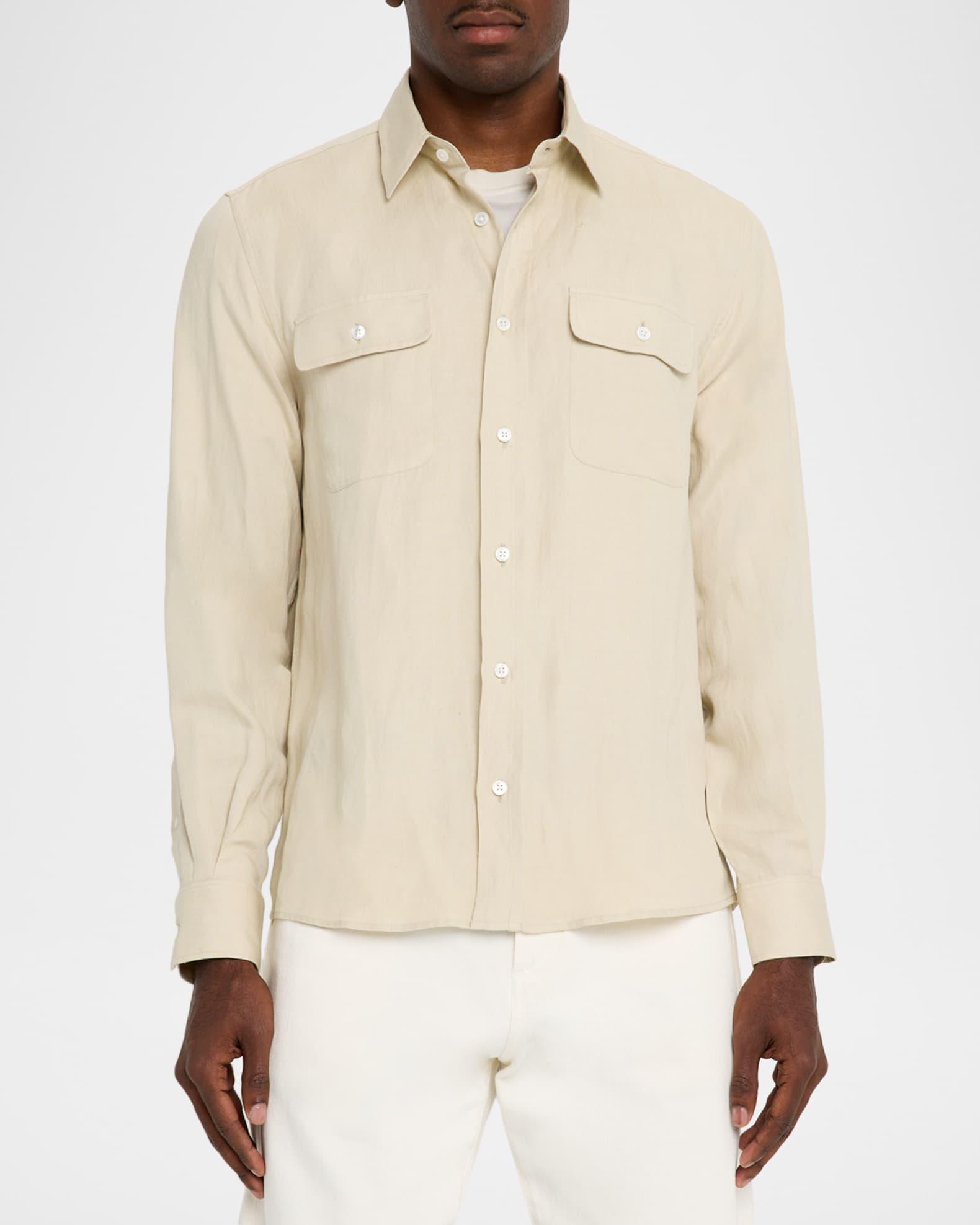 Men's Silk and Linen Button-Down Shirt Product Image