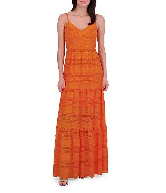 Eliza J Lace V-Neck Sleeveless Tiered Maxi Dress Product Image