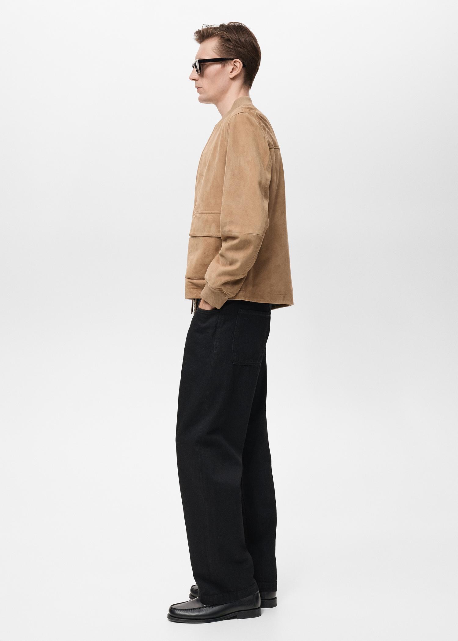 Suede leather bomber jacket - Men | MANGO USA Product Image