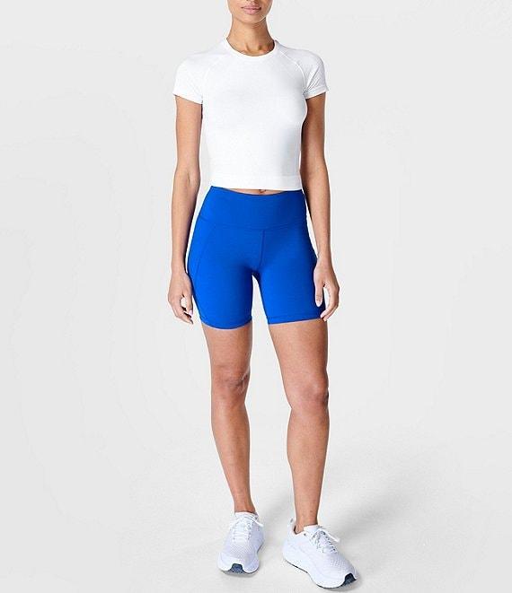 Sweaty Betty Athlete Seamless Crew Neck Short Sleeve Cropped Workout Tee Shirt Product Image