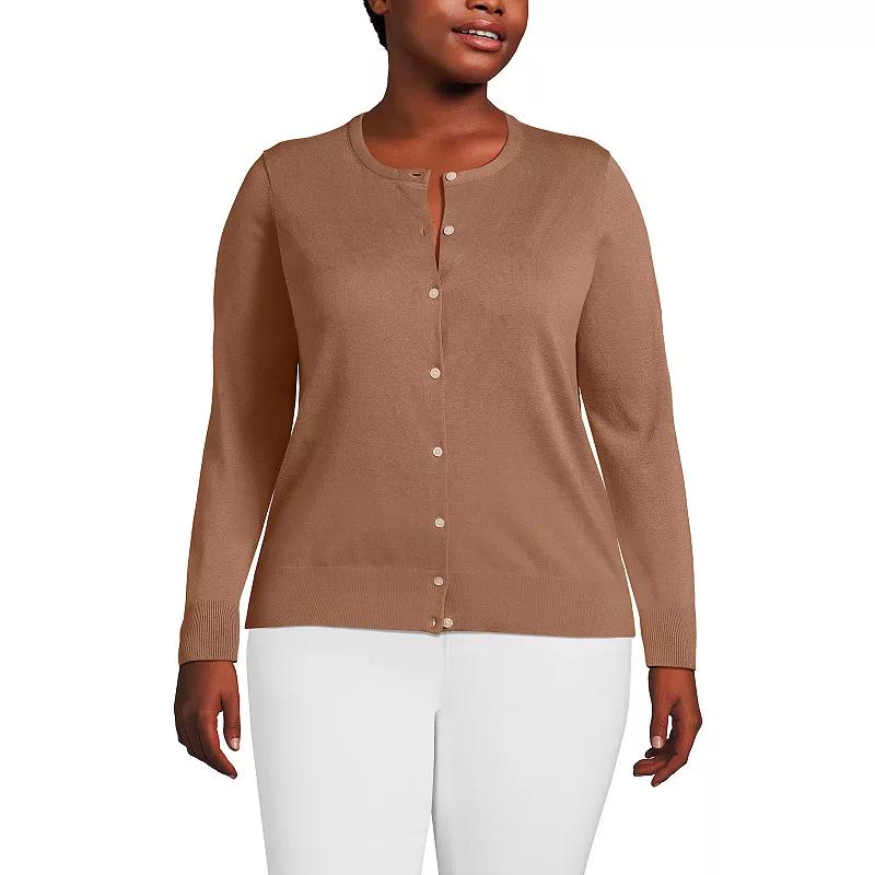 Plus Size Lands' End Fine Gauge Cotton Cardigan Sweater, Women's, Size: 1XL, Black Product Image