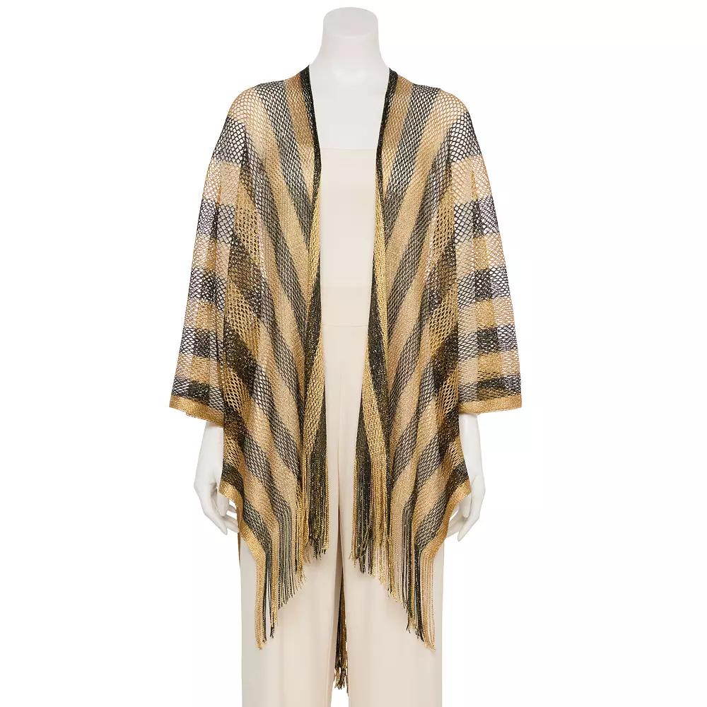 Women's CHARLOTTE DANIEL Metallic Large Stripped Kimono, Black Product Image