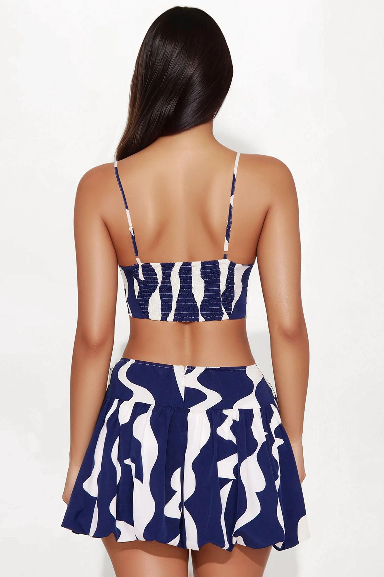 Akiko Bubble Micro Mini Dress - Navy/combo Product Image