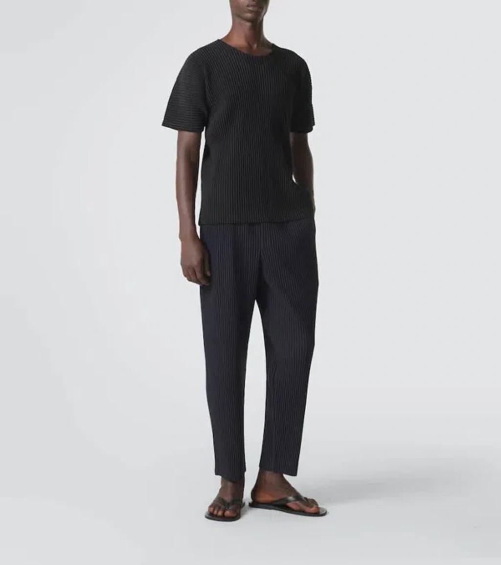 ISSEY MIYAKE Ribbed Crew Neck Short Sleeve T-shirt In Black Product Image