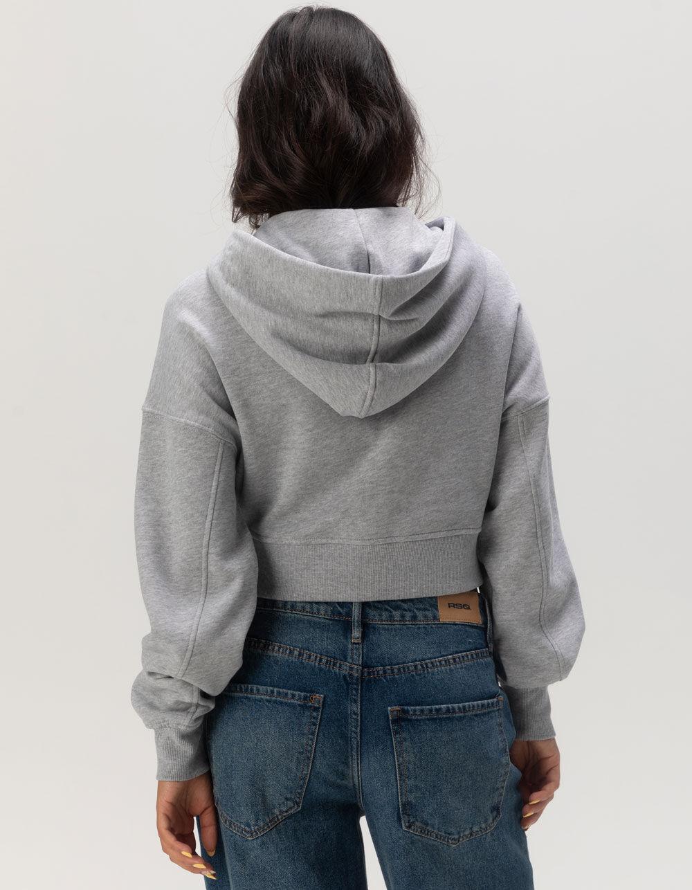 TILLYS Womens Cropped Zip-Up Hoodie - HEATHER GRAY Product Image