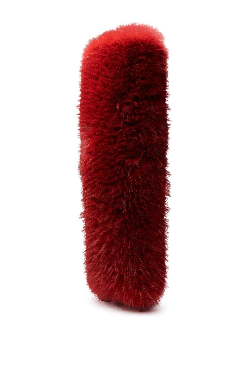 AZALEA WANG LANGLEYE RED THIGH HIGH FUR LUXE BOOT Product Image