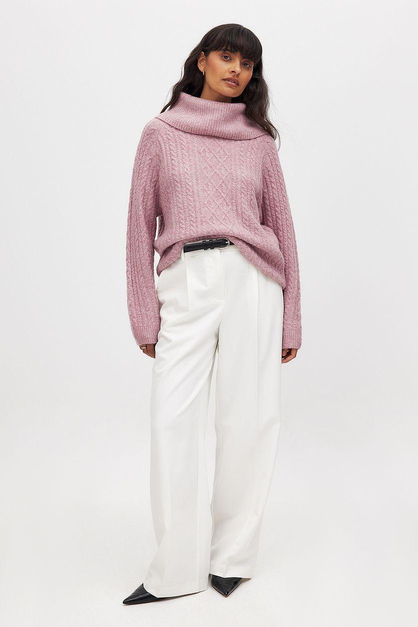 Cable Knitted Turtle Neck Sweater Product Image