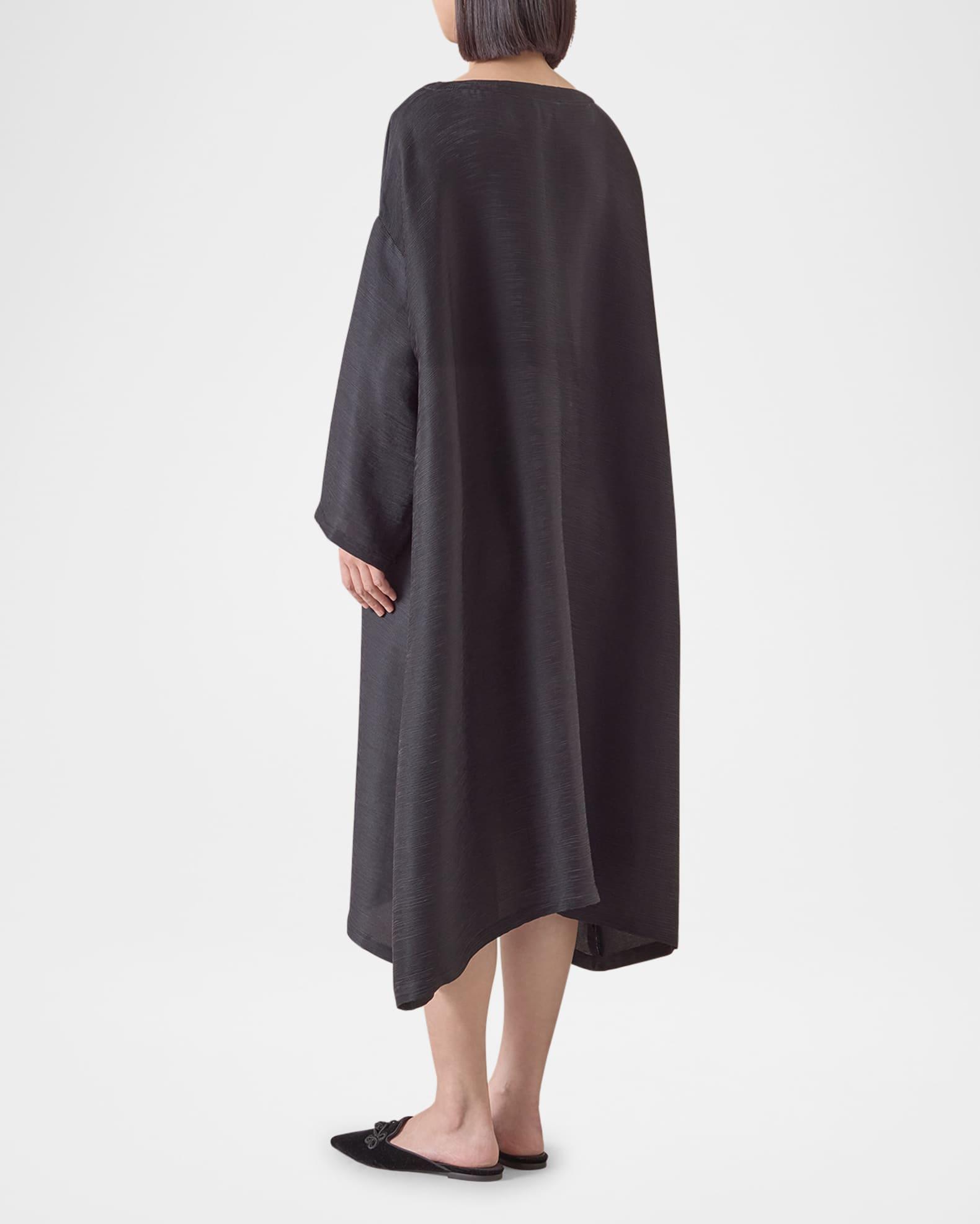 Silk Plisse Wide A-Line Scoop-Neck Dress Product Image