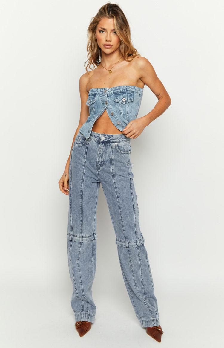 The Phoebe Mid Wash Denim Jeans to Jorts Baby Product Image