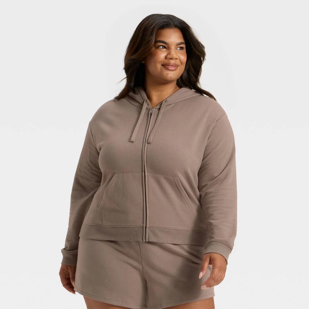 Women's Fleece Zip-Up Sweatshirt - Auden™ Cream 1X Product Image