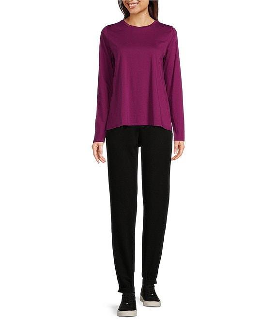 Eileen Fisher Organic Pima Cotton Jersey Crew Neck Long Sleeve Tee Shirt Product Image