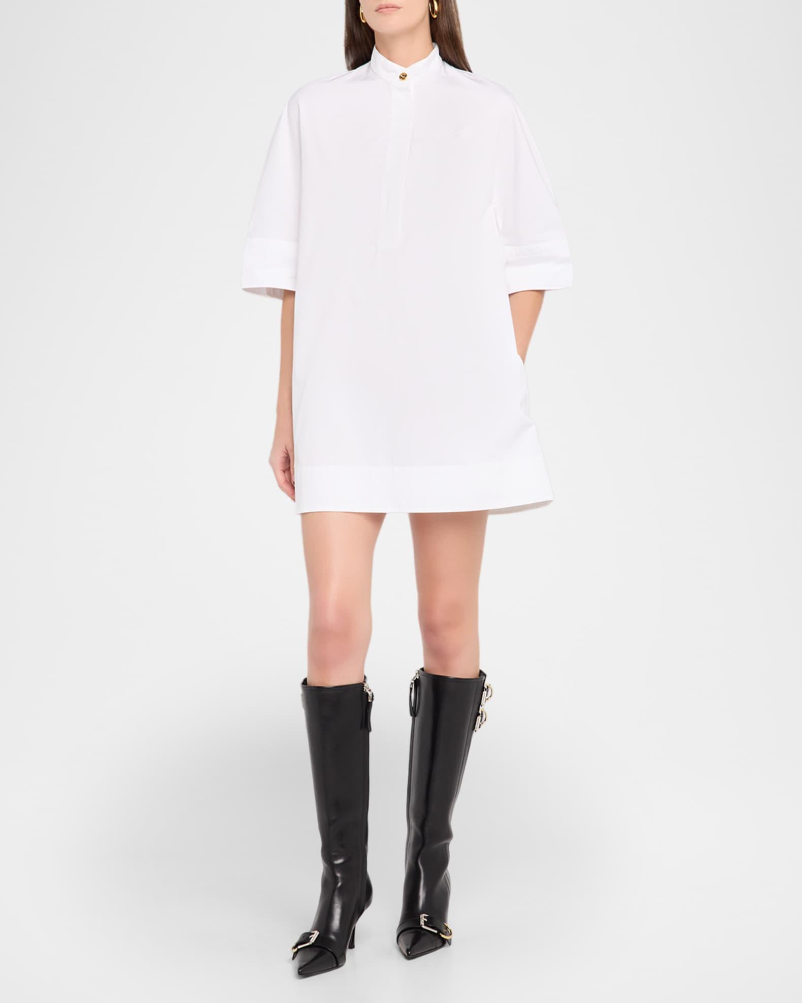 Short-Sleeve Cotton Mini Shirtdress Product Image