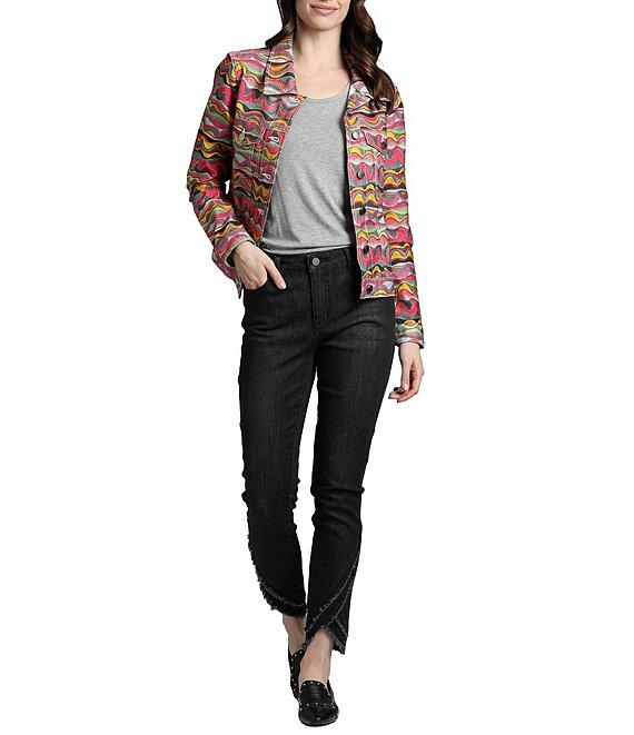 APNY Abstract Floral Printed Long Sleeve Denim Jacket Product Image