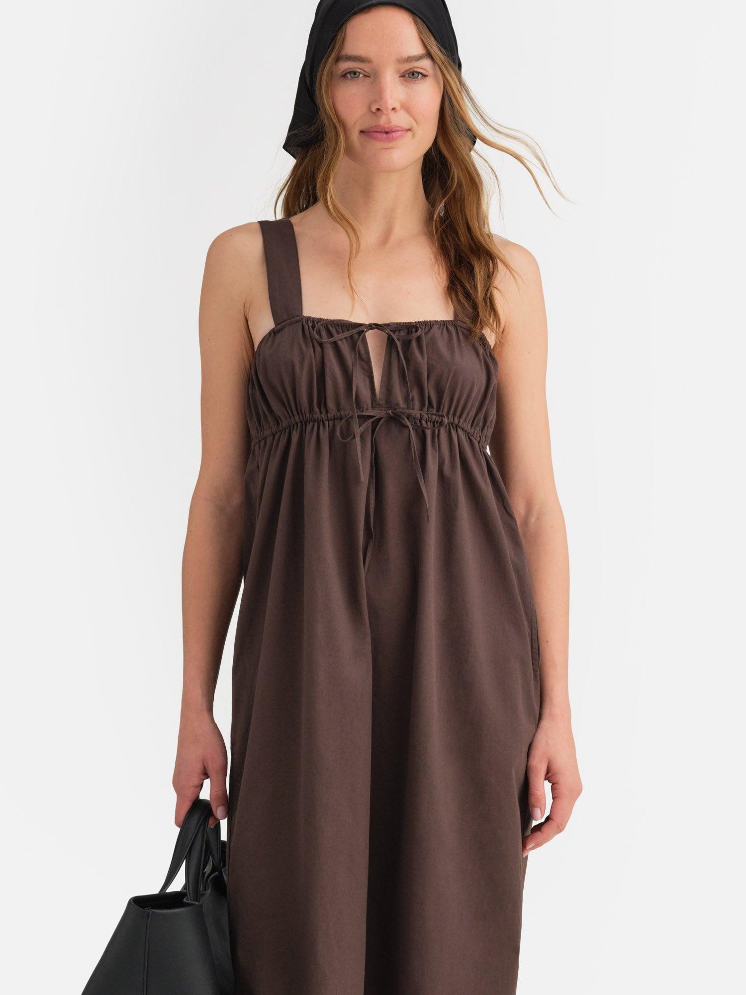 Organic Poplin Pocket Midi Dress Female Product Image