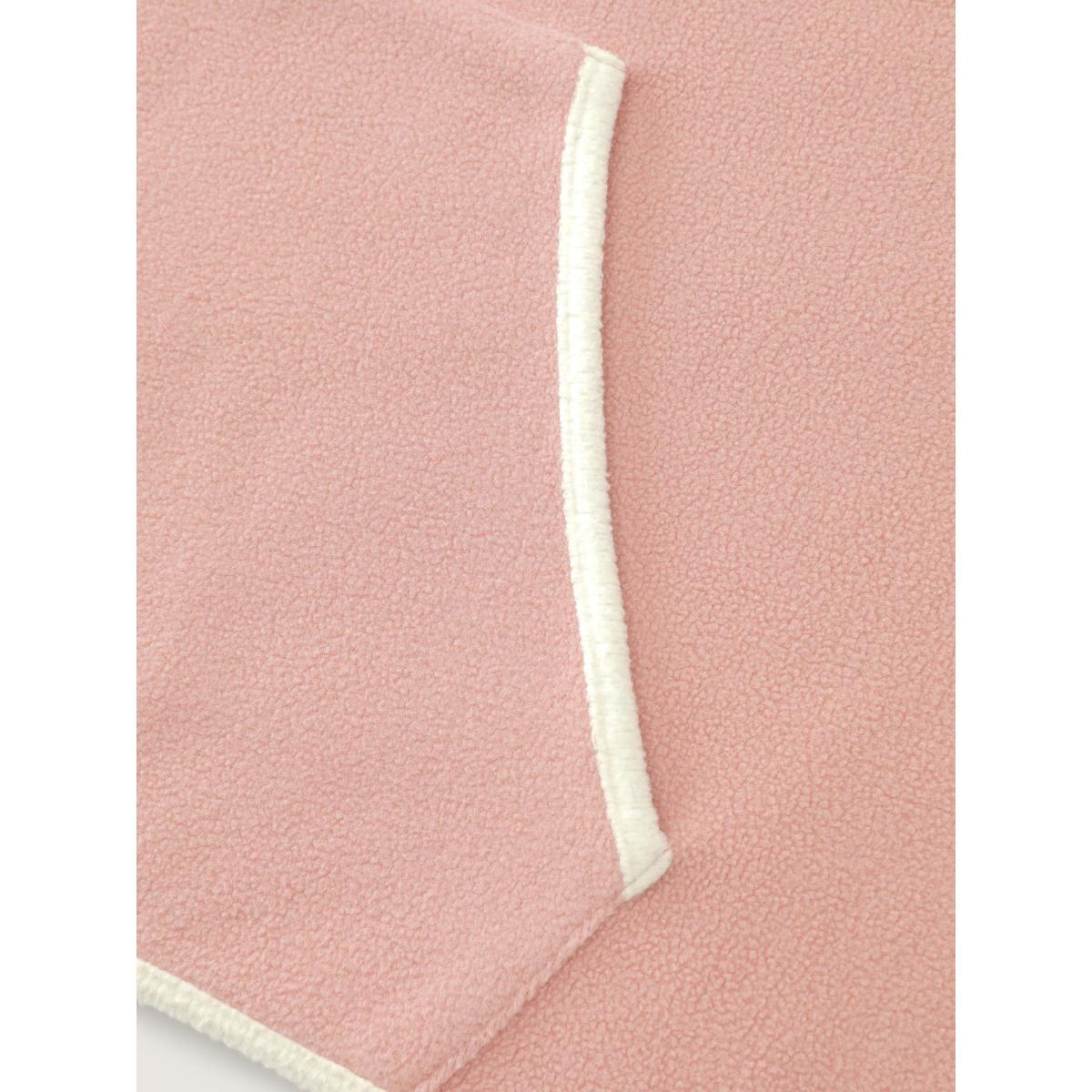 Plus Size Color Contrast Fluffy Half Zip Sweatshirt Women Dirtypink Leisure Stand-up collar Casual Sweatshirts BloomChic 12/L Product Image