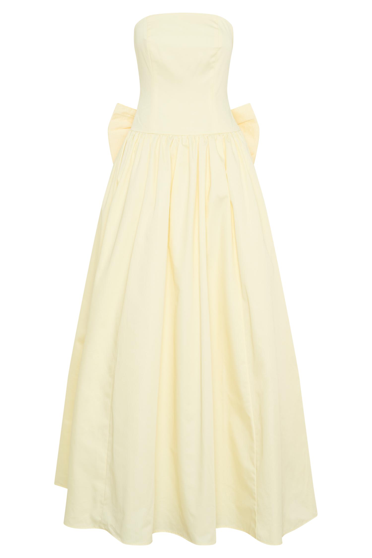 Frances Strapless Bow Maxi Dress - Lemon Product Image