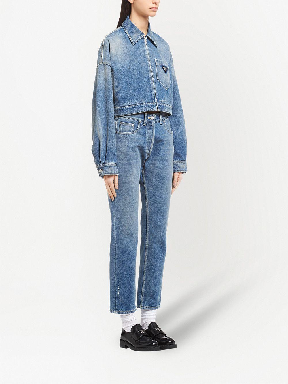 cropped organic-denim jacket Product Image
