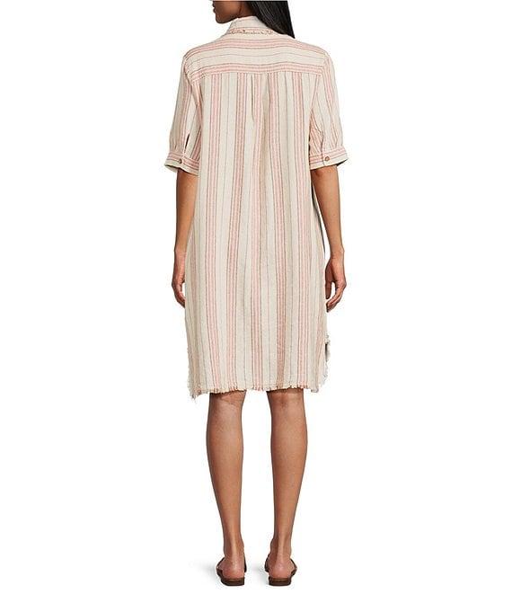 Westbound Petite Size Short Sleeve Y-Neck Shirt Dress Product Image