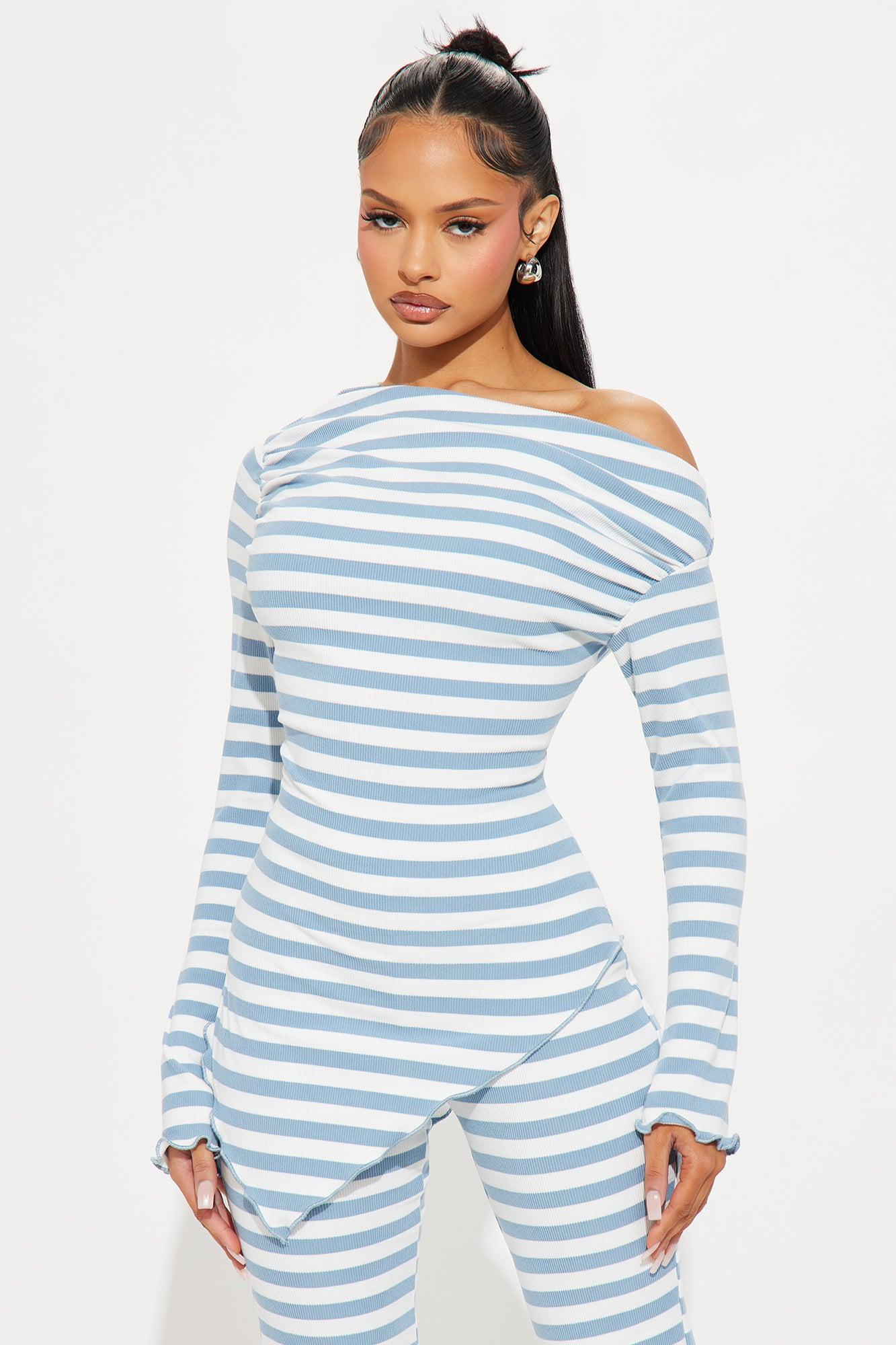 Nautical Vibe Striped Pant Set - Denim Product Image