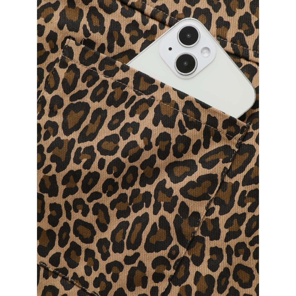 Plus Size Leopard Print O Ring Zipper Dress Leopard Women Elegant Non Deep V-neck Sleeveless Curvy BloomChic 10/M Product Image