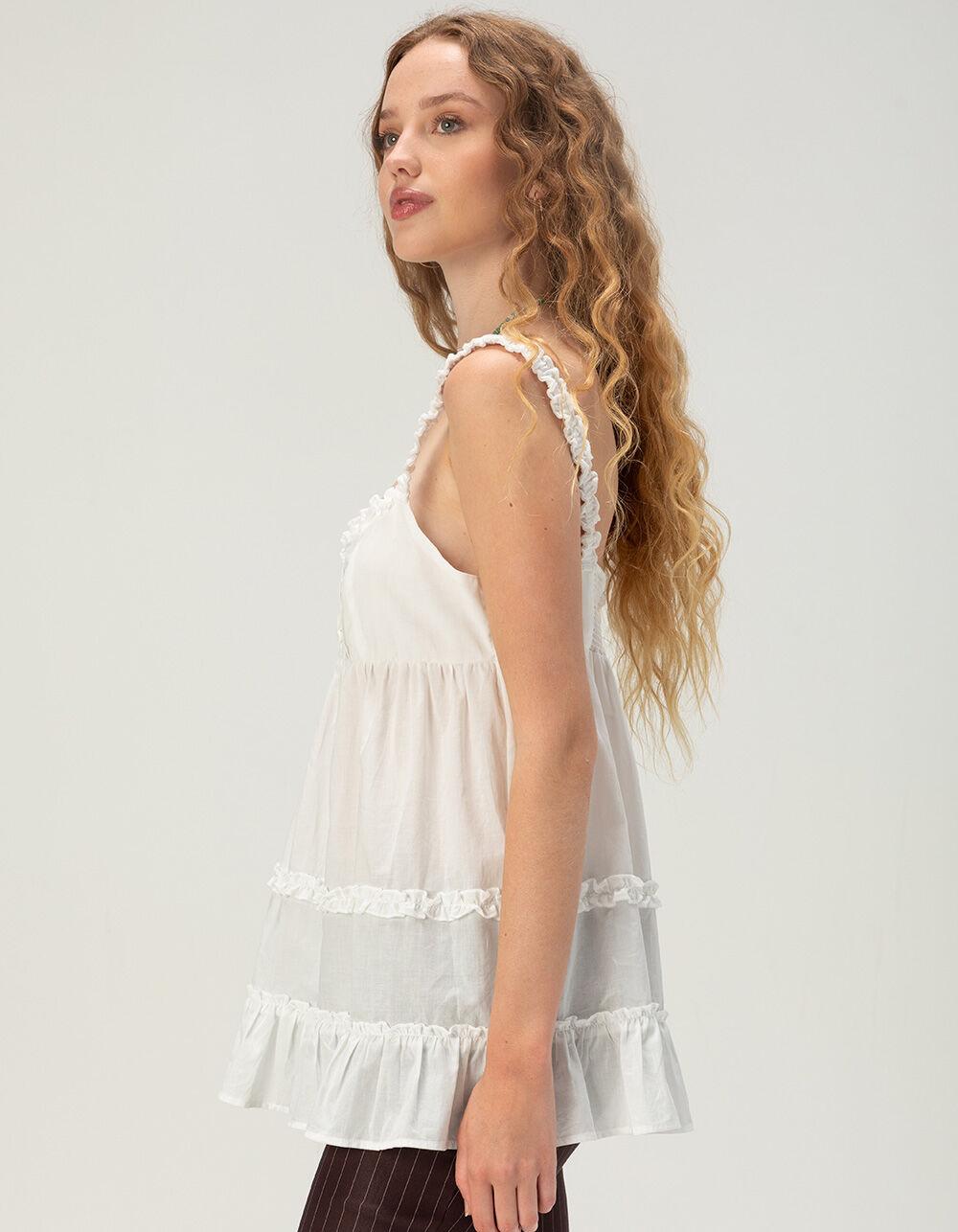 FULL TILT Womens Long Babydoll Top - WHITE Product Image