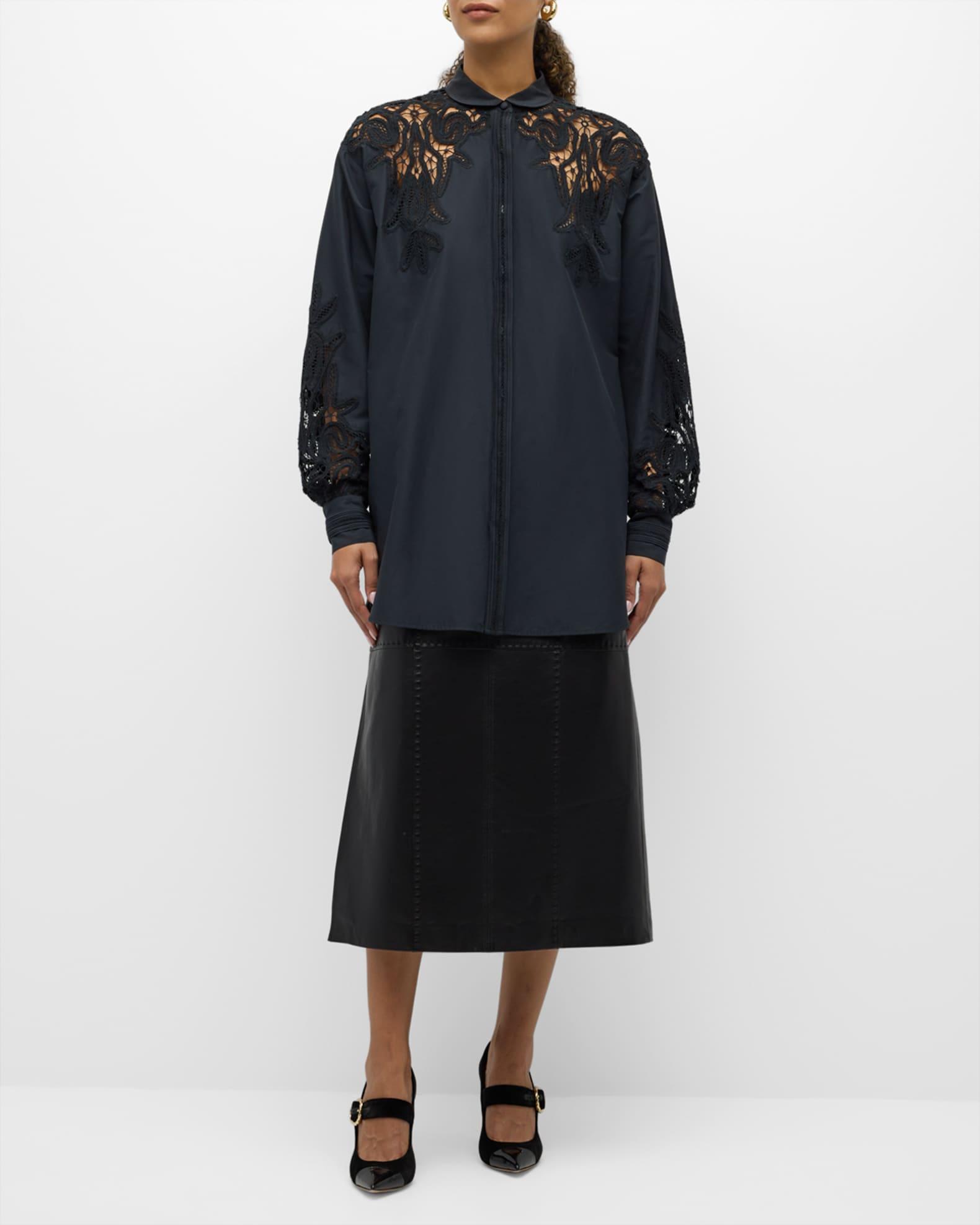 Harden Openwork Embroidery Cotton and Silk Tunic Shirt Product Image