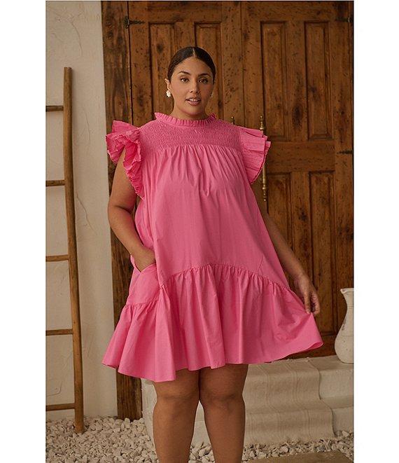 Sugarlips Plus Sleeveless Ruffled Smocked Shift Dress Product Image