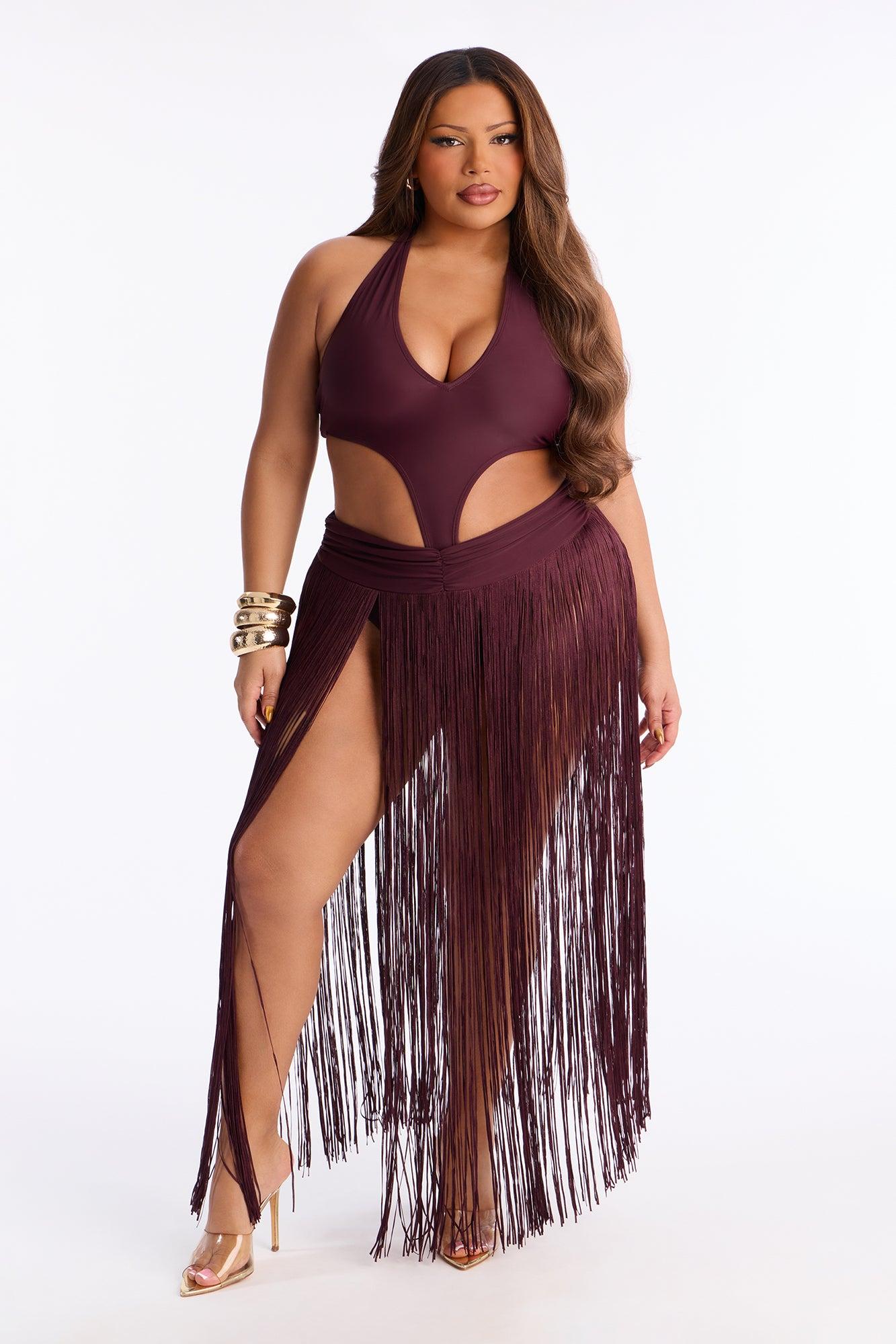 Paula 1 Piece Swimsuit And Coverup Skirt - Chocolate Female Product Image
