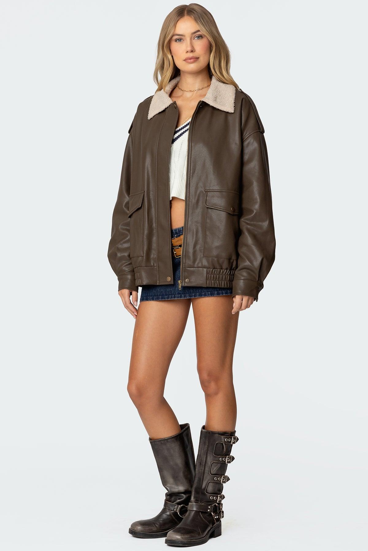 Ann Oversized Faux Leather Jacket Product Image