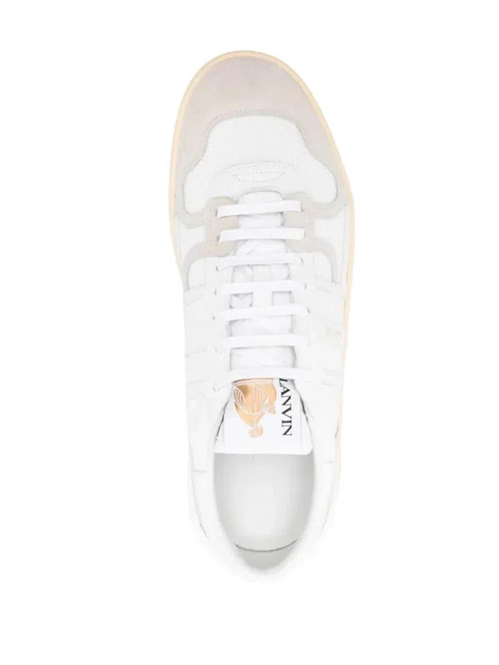 LANVIN Mesh And Leather Clay Sneakers With In White Product Image