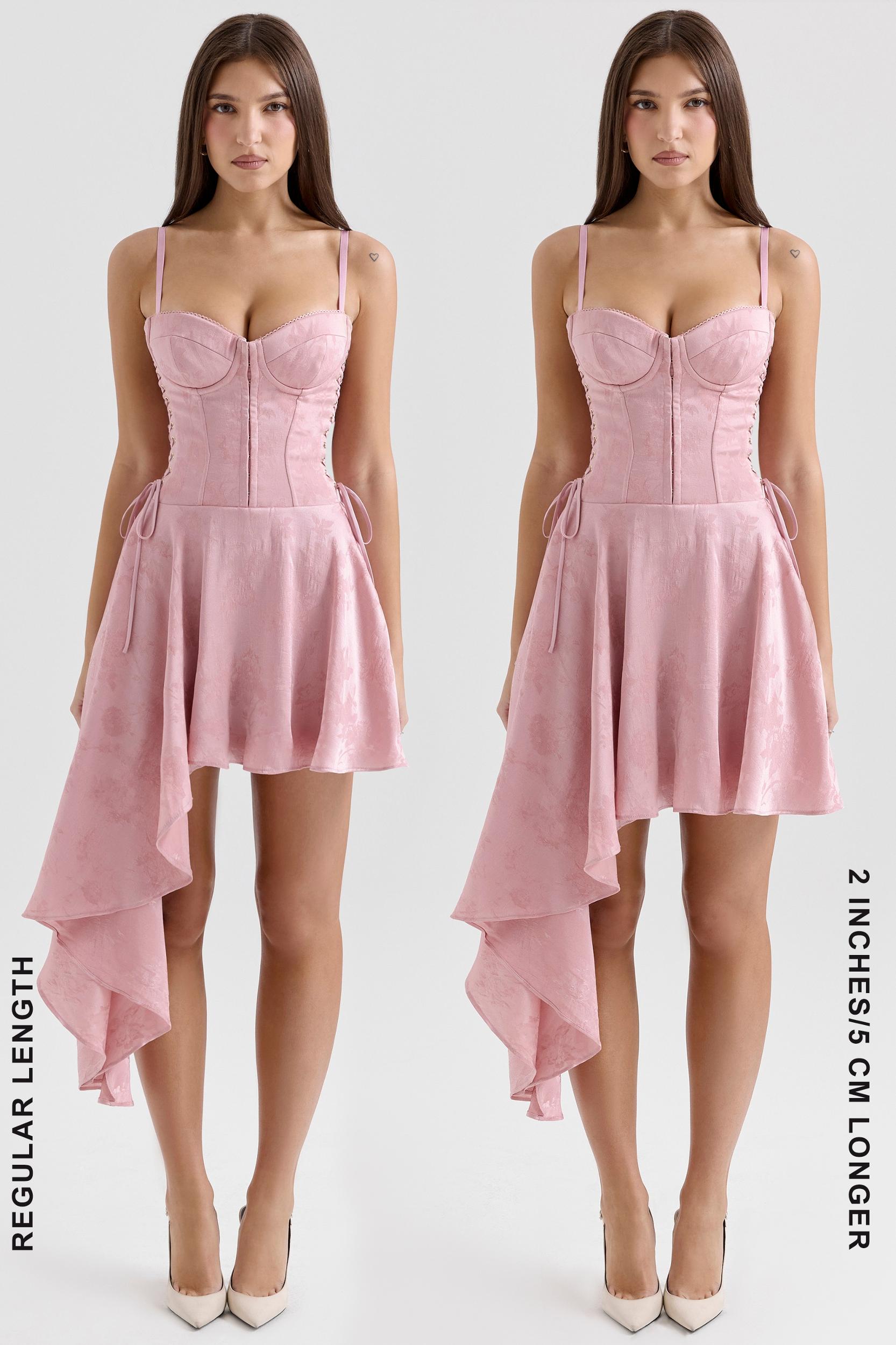 Lola  pink jacquard draped mini dress Product Image