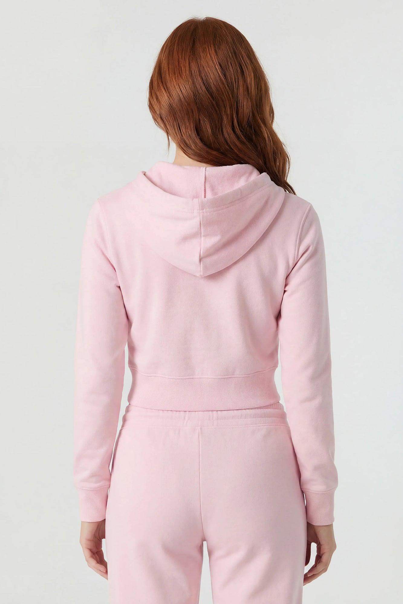 Graphic Fleece Cropped Zip-Up Hoodie Female Product Image