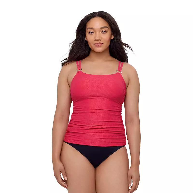Womens Bal Harbour Solid Rouched Sides Ring Tankini Top Orange Product Image