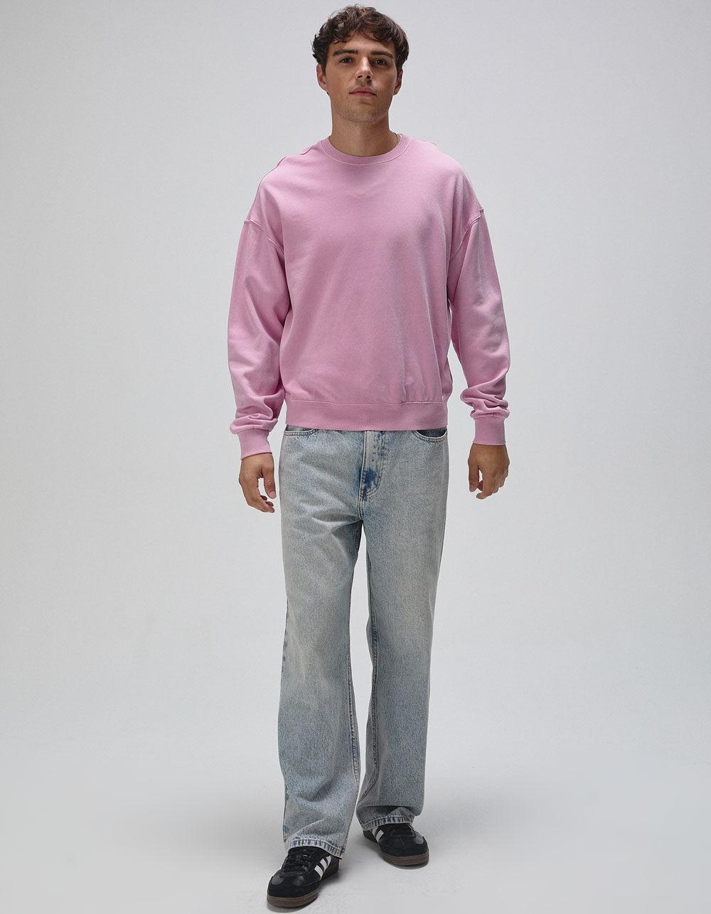 RSQ Mens Washed Oversized Crewneck Sweatshirt - TAN Product Image